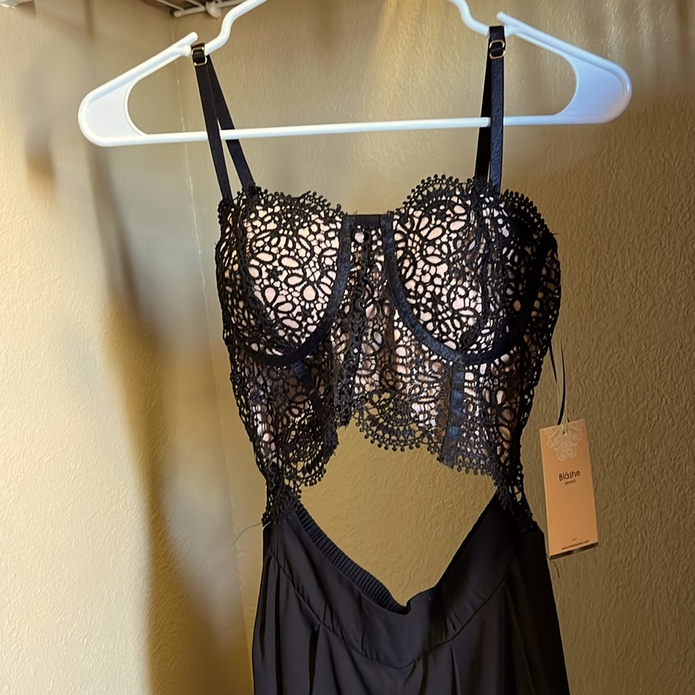 Woman’s fashion BLASHE Pants & Jumpsuit Black Lace Romper.